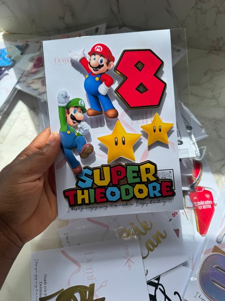 Personalised Mario Cake Charm Set - £10 set - Demi's Krafts