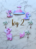 Custom Girl Dinosaur Cake Topper Set - Demi's Krafts