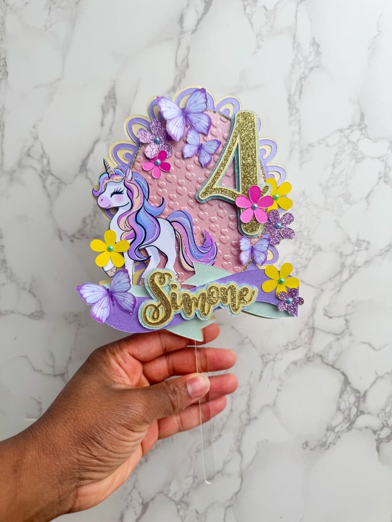 Floral Unicorn Birthday Cake Topper : Luxe Topper - Demi's Krafts