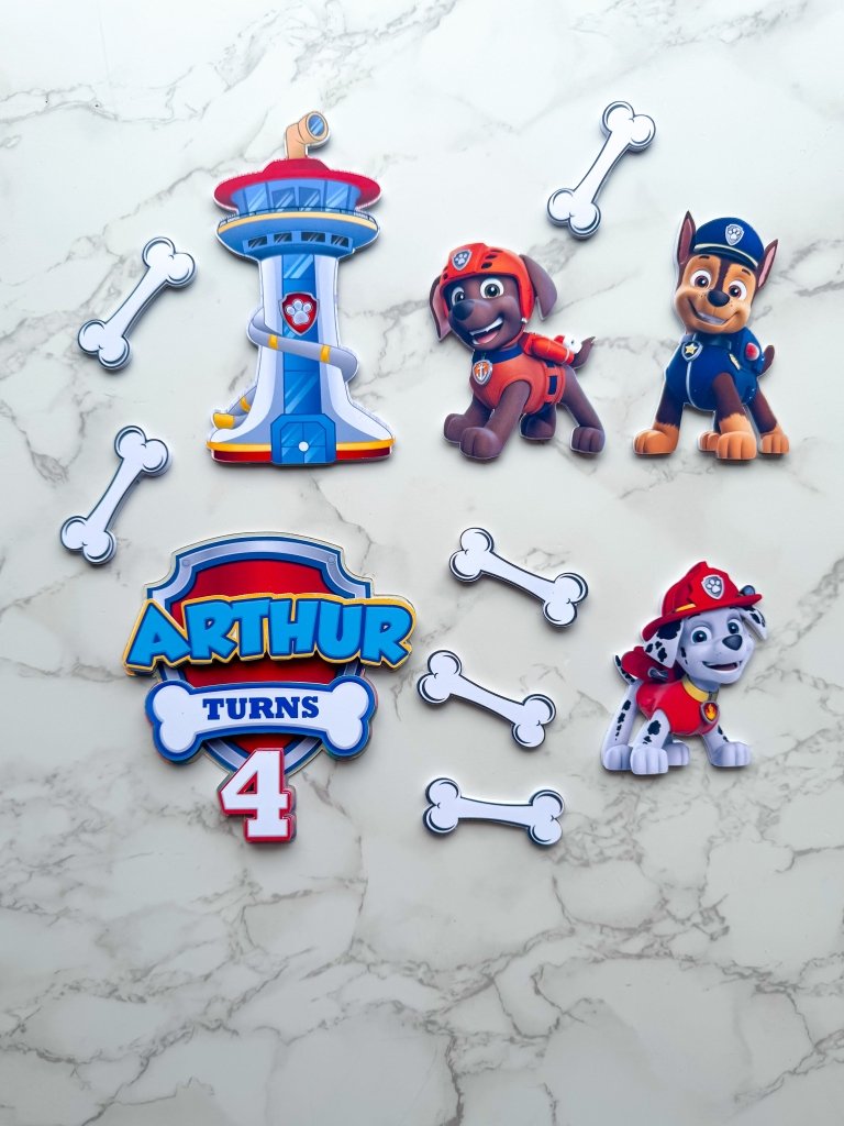 Personalised Paw Patrol Cake Topper Set : Custom pup badge - Demi's Krafts