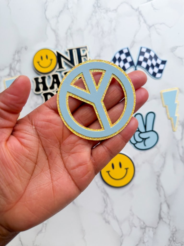 Personalised One Happy Dude Groovy themed birthday cake topper charm set - Demi's Krafts