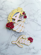 Personalised Princess Belle Beauty and the Beast Cake Topper - Demi's Krafts