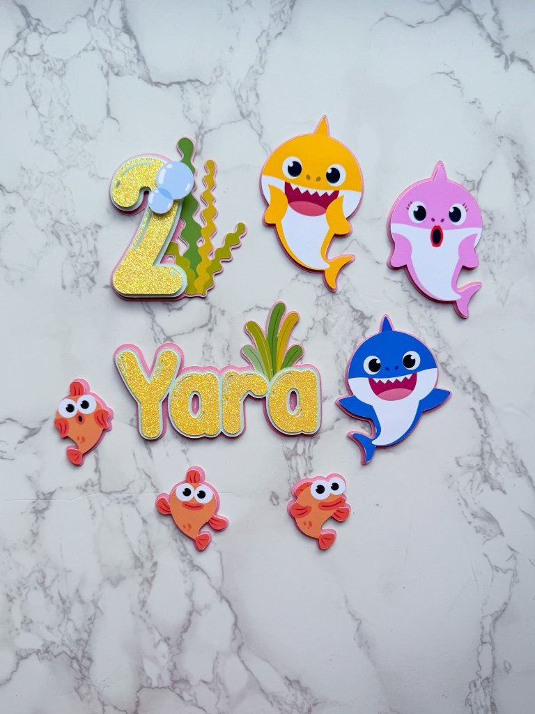Baby Shark Themed Birthday Cake Topper : Charm Set - Demi's Krafts