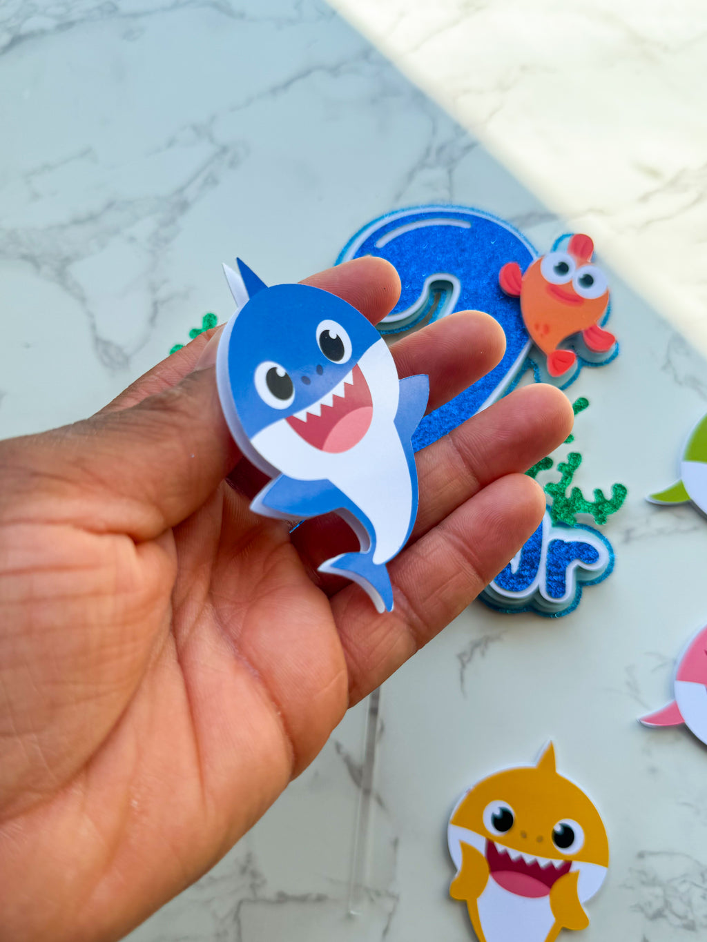 Personalised Baby Shark Birthday Cake Topper Set