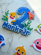 Personalised Baby Shark Birthday Cake Topper Set