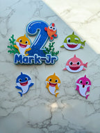 Personalised Baby Shark Birthday Cake Topper Set