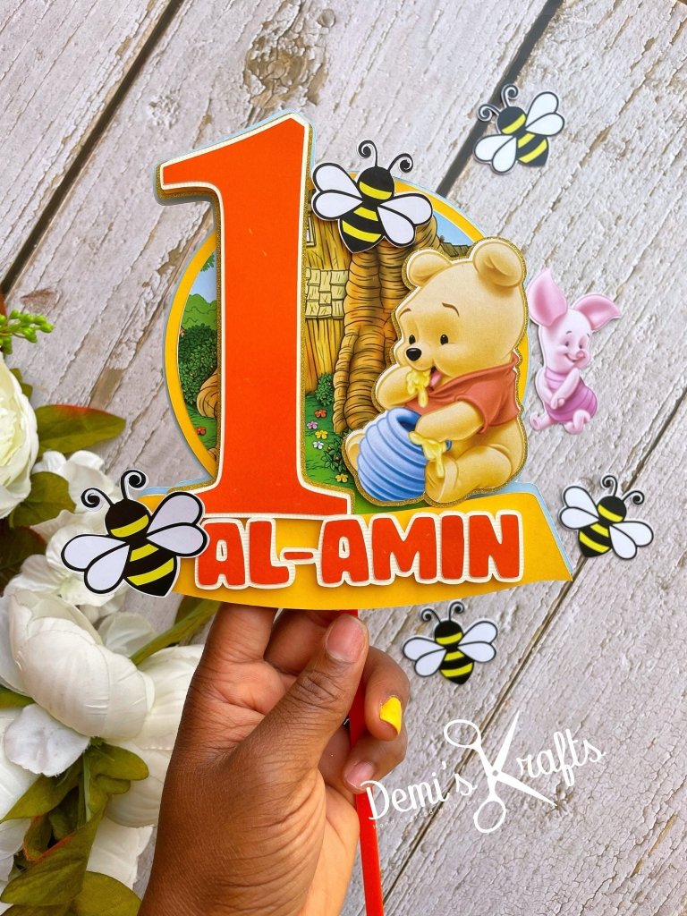 Winnie the Pooh Birthday Cake Topper - Demi's Krafts