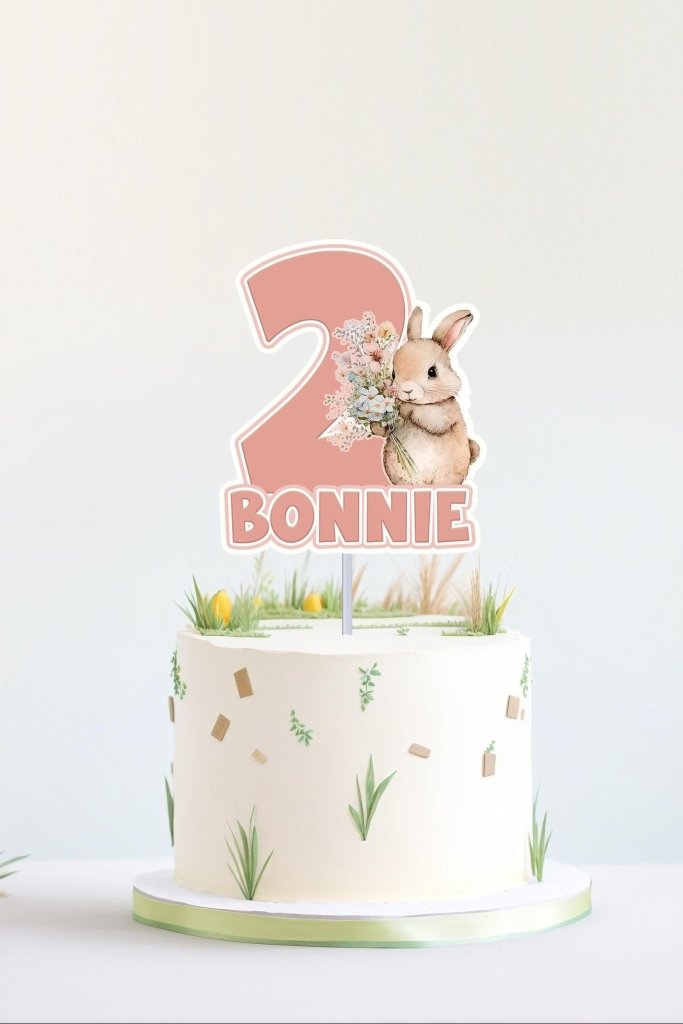 Bunny Rabbit Birthday Cake Topper and Cupcake Toppers: Somebunny Birthday - Demi's Krafts