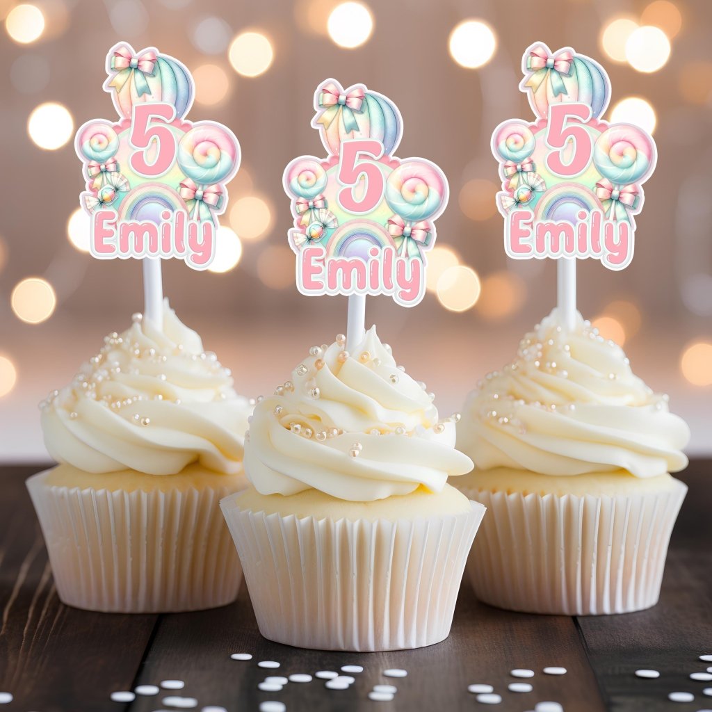 Candyland Birthday Cake Topper and cupcake toppers - Demi's Krafts