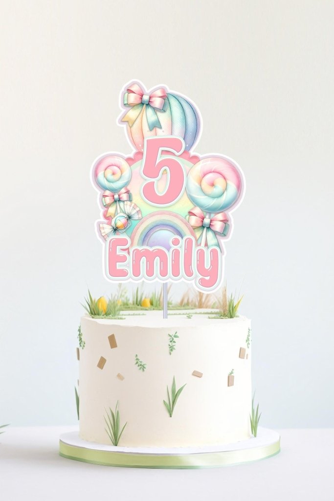 Candyland Birthday Cake Topper and cupcake toppers - Demi's Krafts