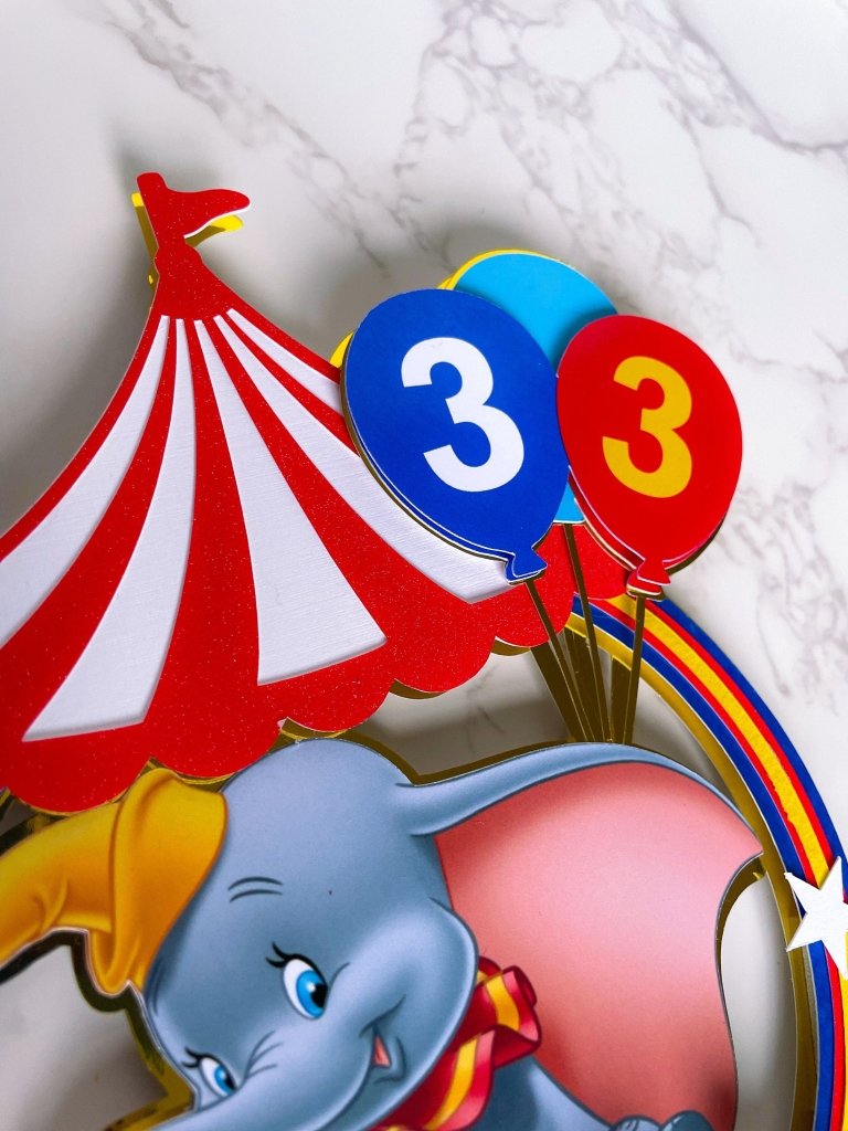 Dumbo elephant themed birthday cake topper : Circus cake topper - Demi's Krafts