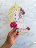 Personalised Princess Belle Beauty and the Beast Cake Topper - Demi's Krafts