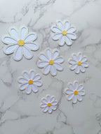 Daisy Cake Charms Set: Glittery white daisies Cake Toppers - Demi's Krafts