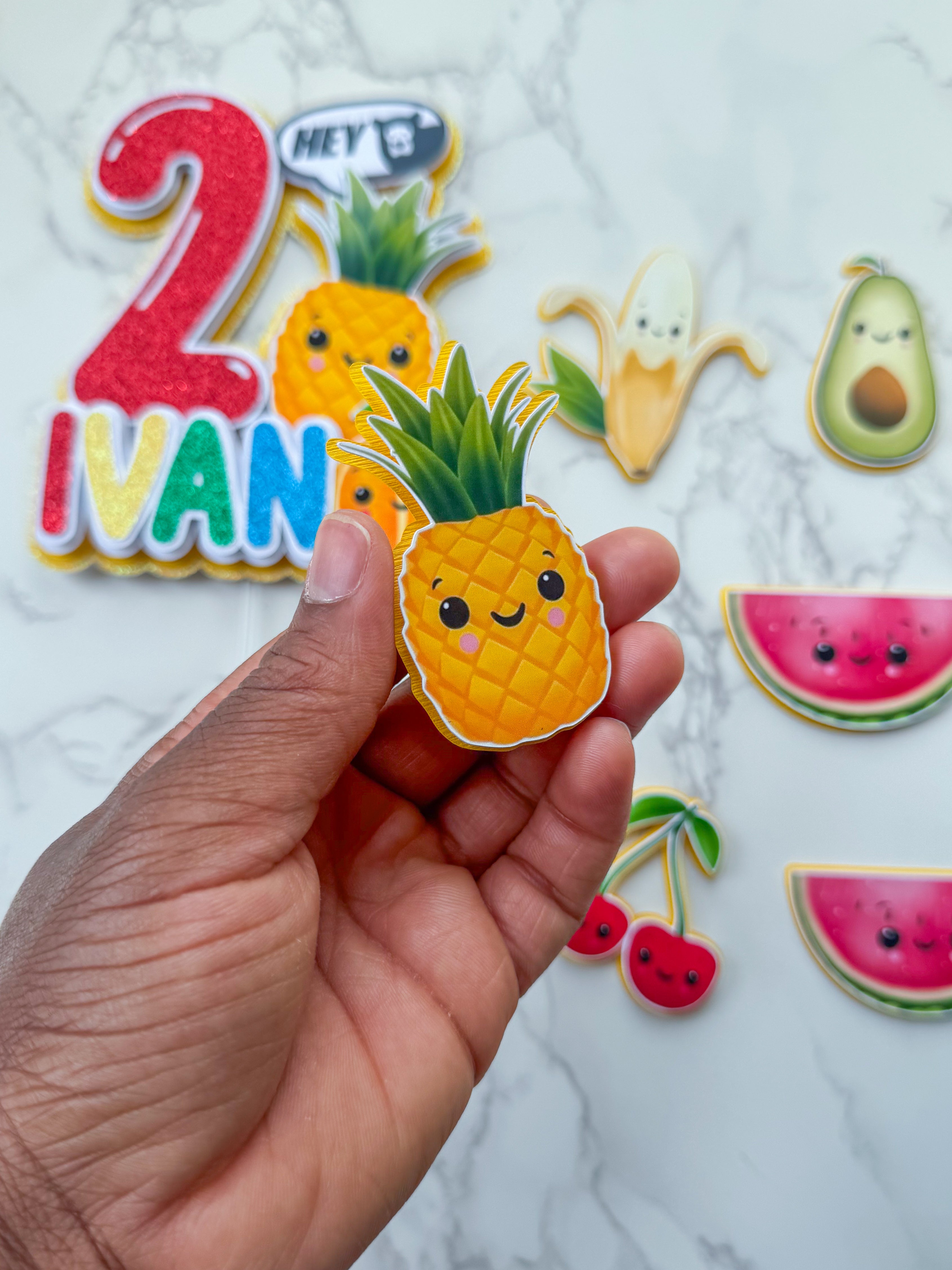 Personalised Dancing Fruits Cake Topper Set
