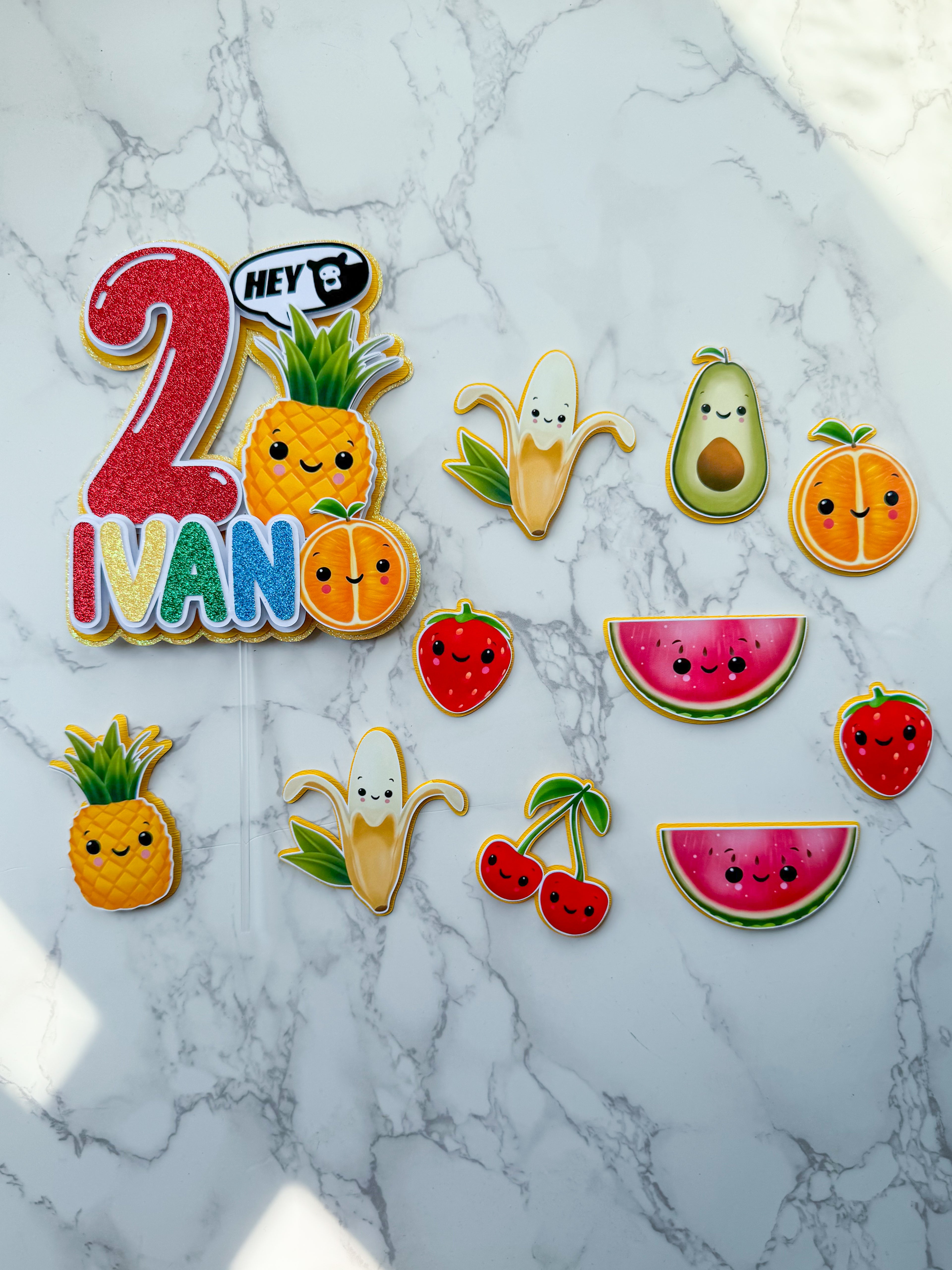 Personalised Dancing Fruits Cake Topper Set
