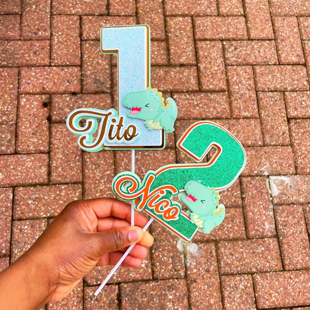 Pastel Dinosaur Number Cake Topper for boys