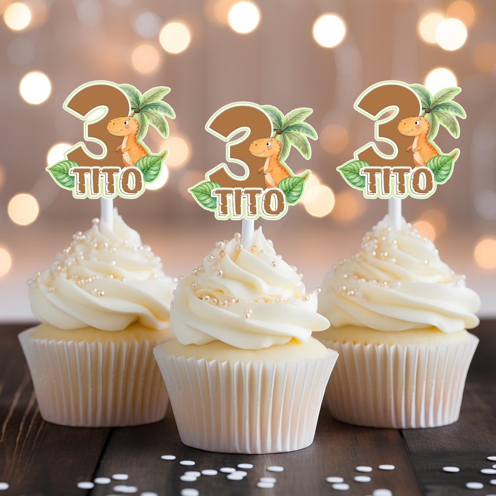 Dinosaur Birthday Cake Topper Set: Dino Party Decorations - Demi's Krafts