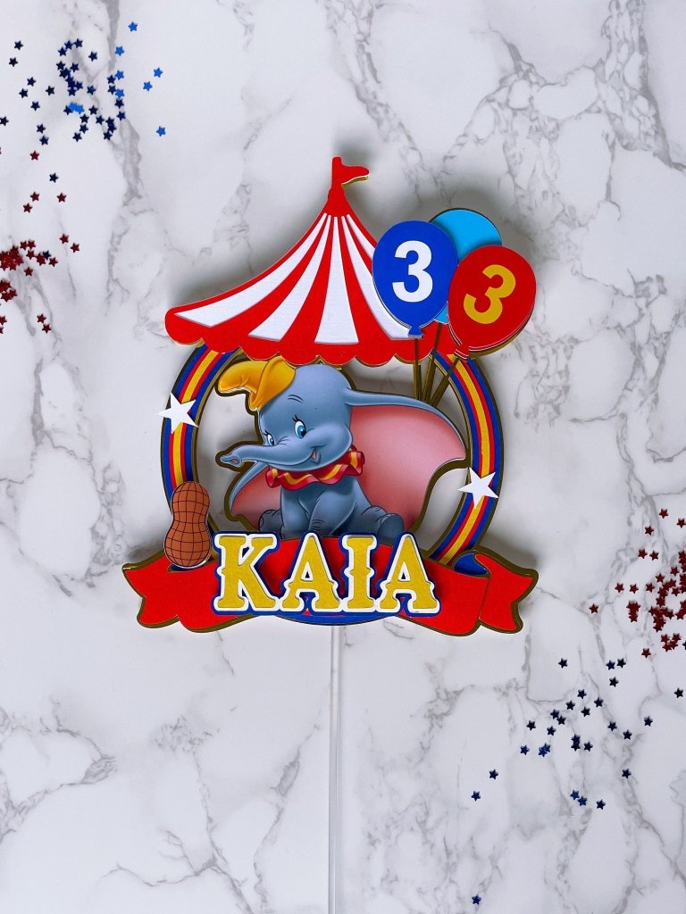 Dumbo elephant themed birthday cake topper : Circus cake topper - Demi's Krafts