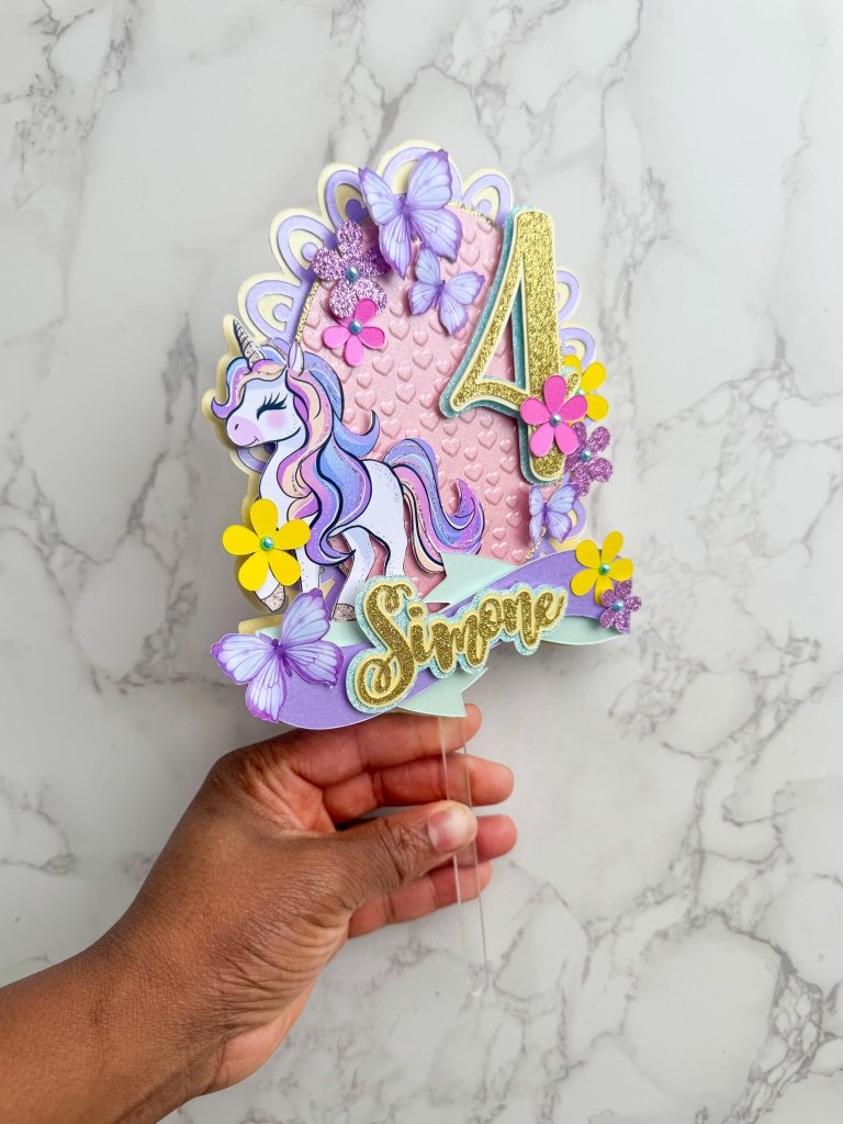 Floral Unicorn Birthday Cake Topper : Luxe Topper - Demi's Krafts