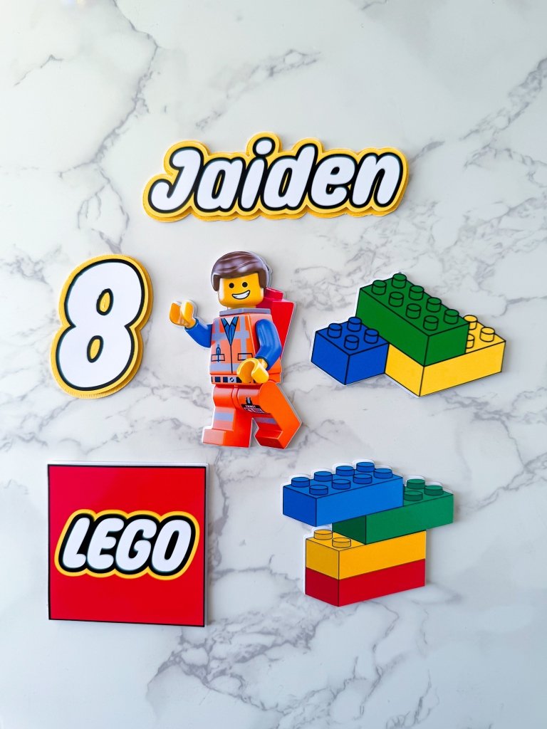 Personalised Lego Cake Topper Set - £10 set - Demi's Krafts