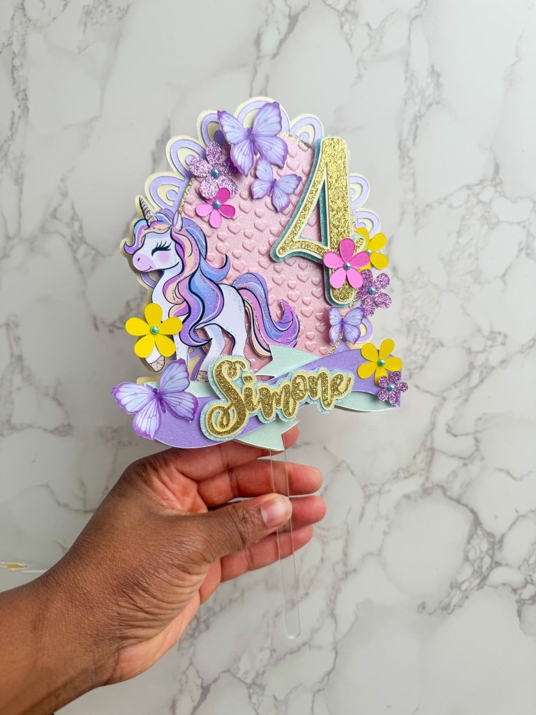 Floral Unicorn Birthday Cake Topper : Luxe Topper - Demi's Krafts