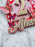 Red butterfly birthday cake topper : personalised cake topper - Demi's Krafts