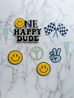 Personalised One Happy Dude Groovy themed birthday cake topper charm set - Demi's Krafts