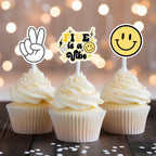 Groovy Five Cupcake Toppers for boys: Five is a vibe - Demi's Krafts