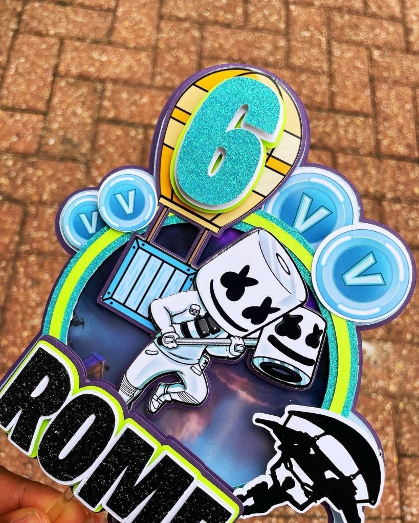 Fortnite Birthday Cake Topper : Gamer Cake Topper - Demi's Krafts