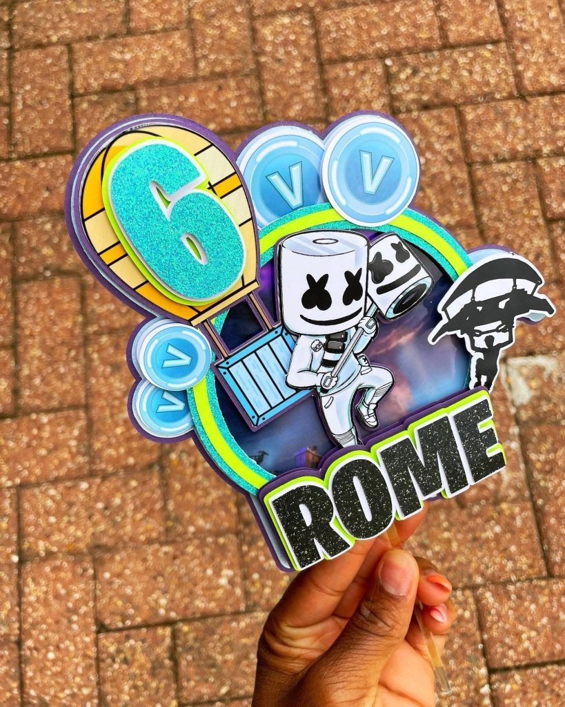 Fortnite Birthday Cake Topper : Gamer Cake Topper - Demi's Krafts