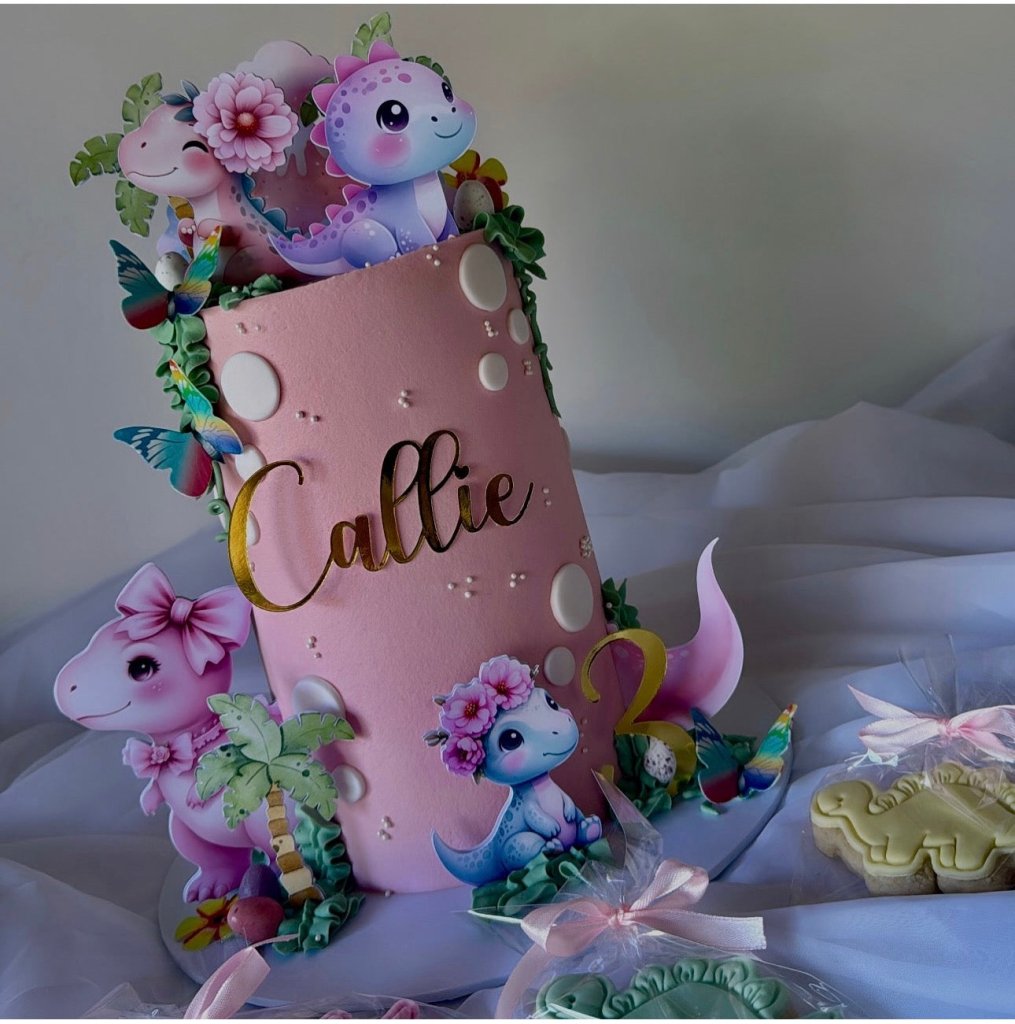 Custom Girl Dinosaur Cake Topper Set - Demi's Krafts