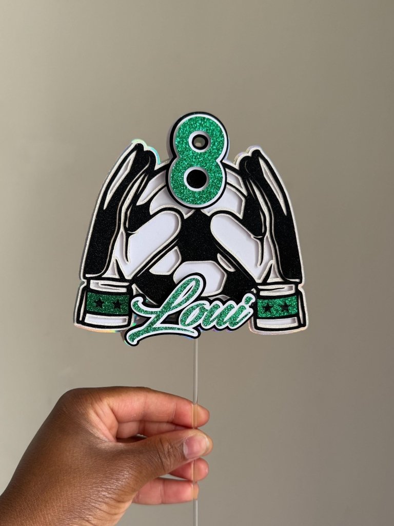 Goalie soccer themed birthday personalised cake topper - Demi's Krafts