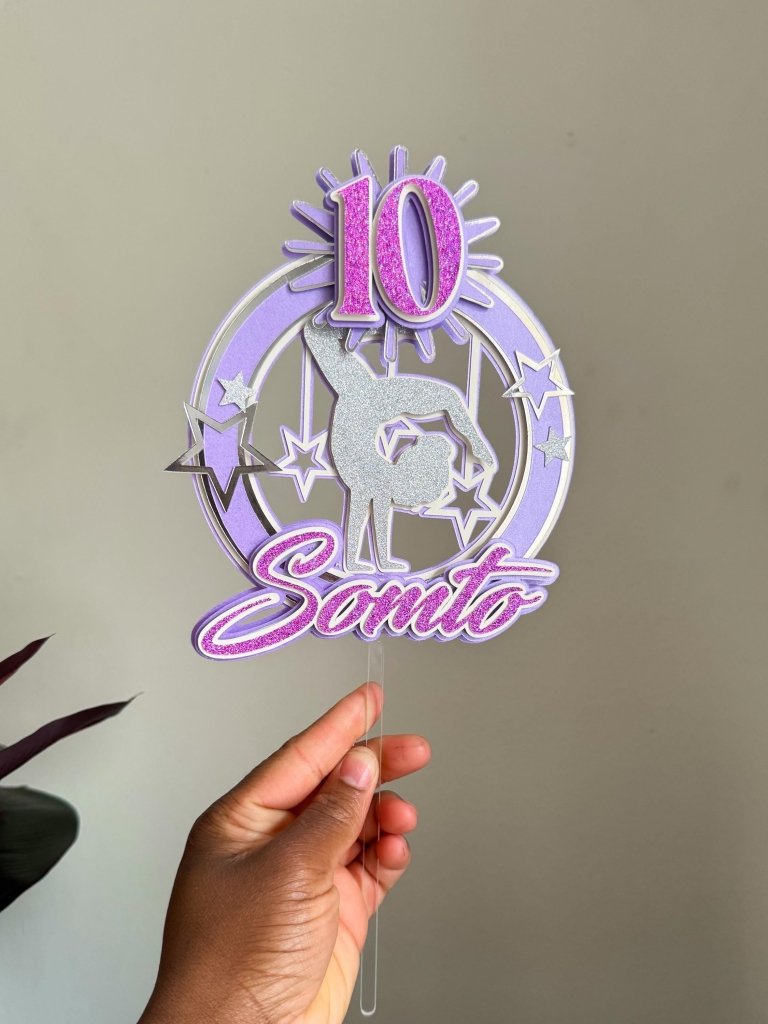 Gymnastics Birthday Cake Topper: Custom Age & Name - Demi's Krafts