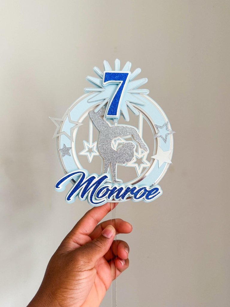 Gymnastics Birthday Cake Topper: Custom Age & Name - Demi's Krafts