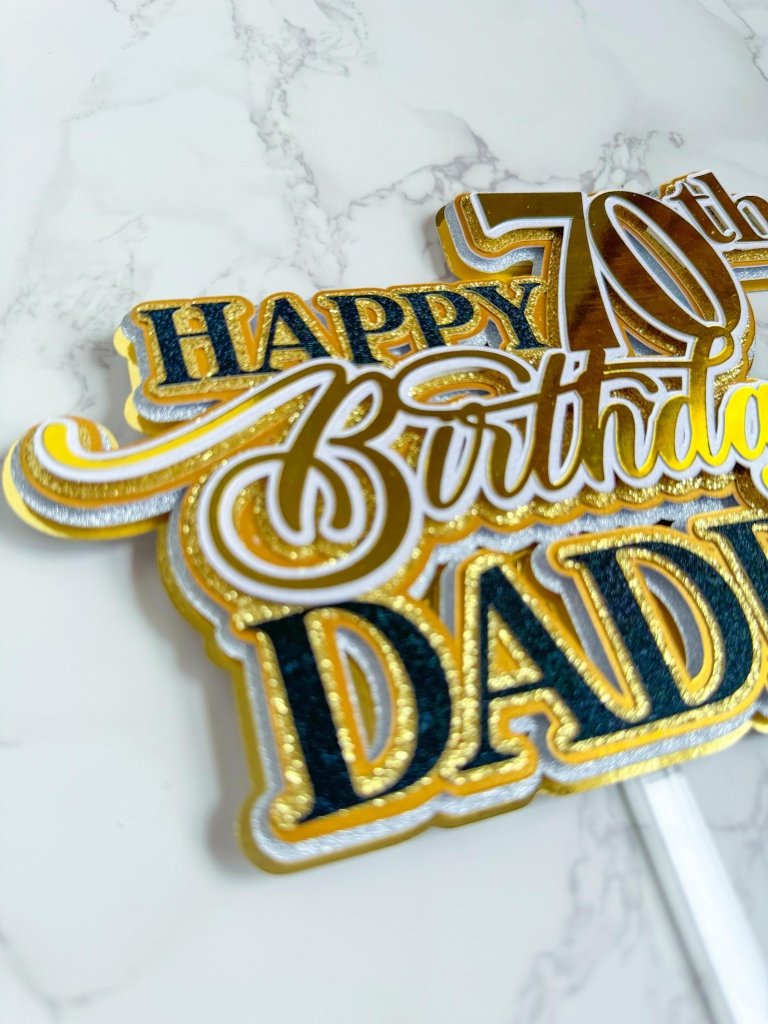 Happy 70th Birthday Cake Topper : Milestone cake topper - Demi's Krafts