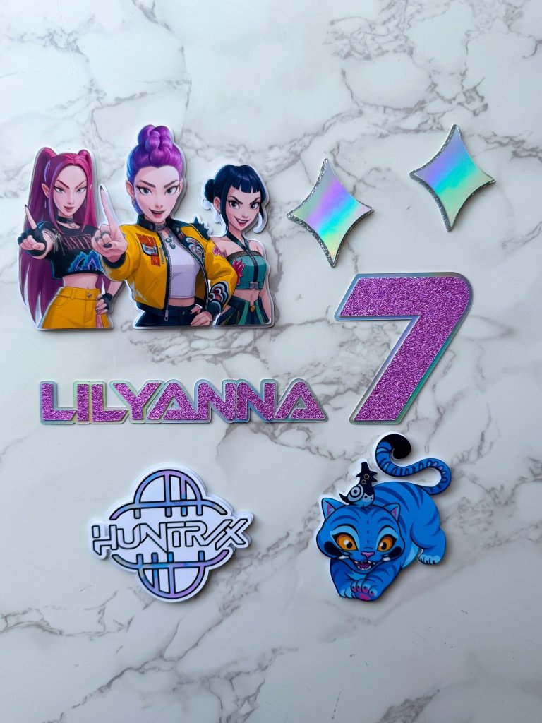 Personalised K - Pop Demon Hunters Cake Topper Set B - £10 set - Demi's Krafts