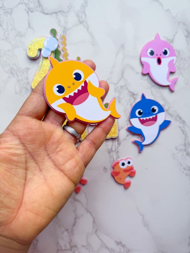 Baby Shark Themed Birthday Cake Topper : Charm Set - Demi's Krafts
