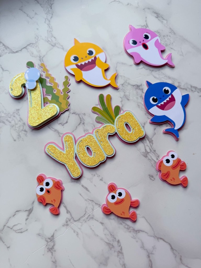 Baby Shark Themed Birthday Cake Topper : Charm Set - Demi's Krafts