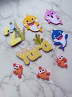 Baby Shark Themed Birthday Cake Topper : Charm Set - Demi's Krafts