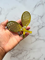 Gold Tennis Racket Cake Charm Topper - Demi's Krafts