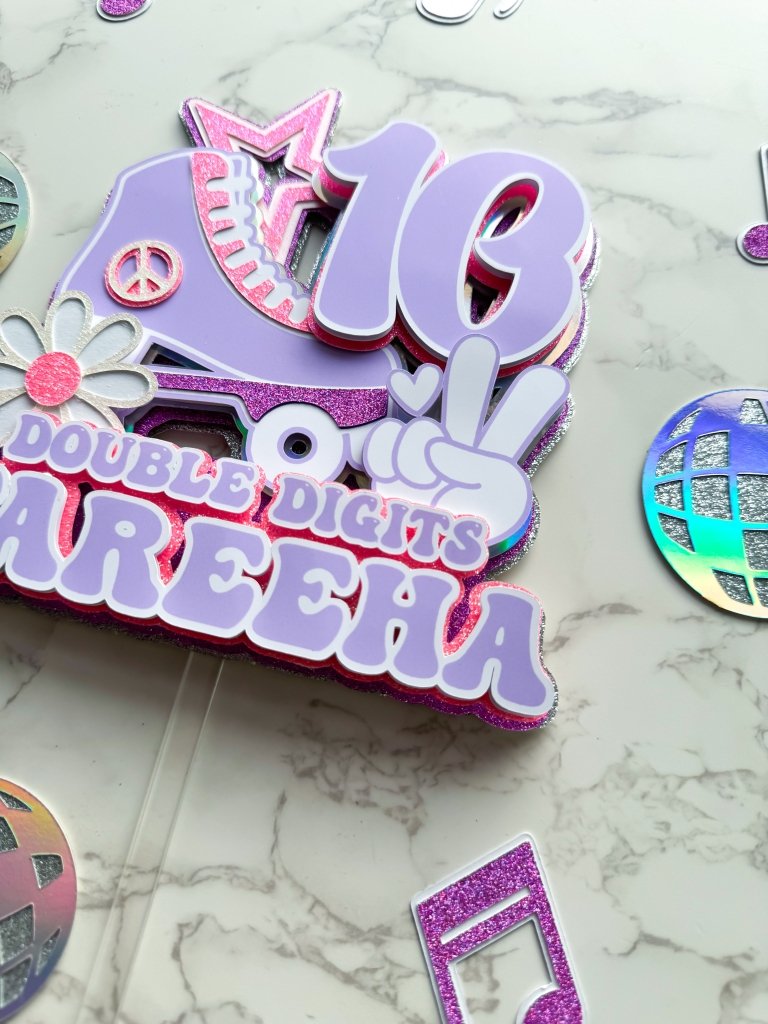 Personalised Double Digits Groovy Cake Topper : Roll with it - Demi's Krafts