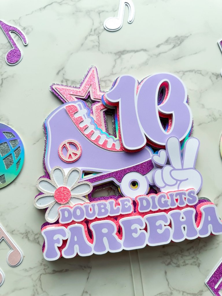 Personalised Double Digits Groovy Cake Topper : Roll with it - Demi's Krafts