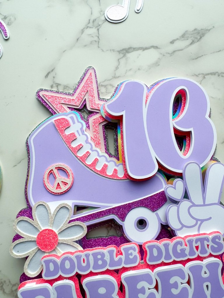 Personalised Double Digits Groovy Cake Topper : Roll with it - Demi's Krafts