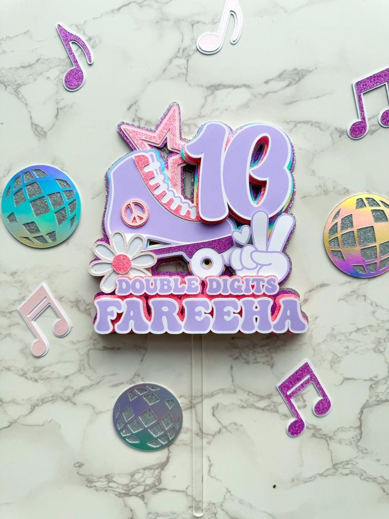 Personalised Double Digits Groovy Cake Topper : Roll with it - Demi's Krafts