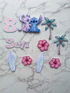 Personalised Pastel Stitch and Angel Cake Topper Set - Demi's Krafts