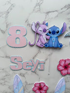 Personalised Pastel Stitch and Angel Cake Topper Set - Demi's Krafts