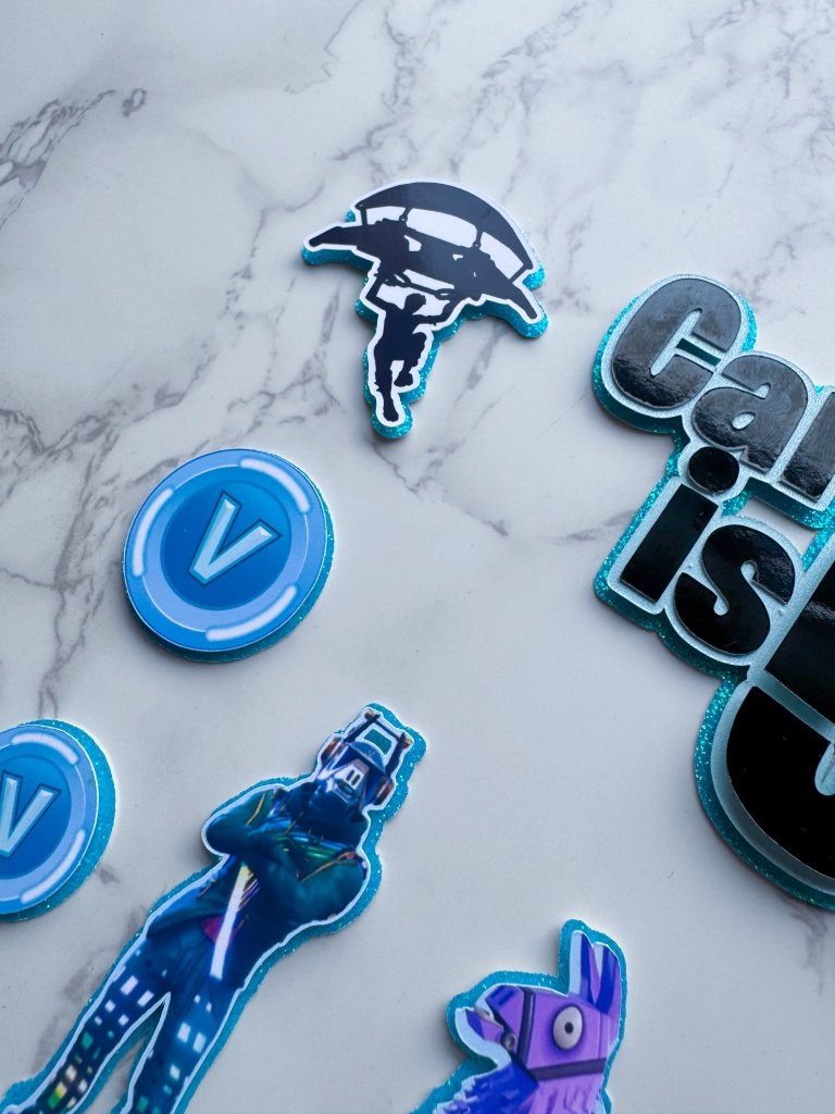 Personalised Fortnite Birthday Cake Charms: Gamer Cake Charms - Demi's Krafts