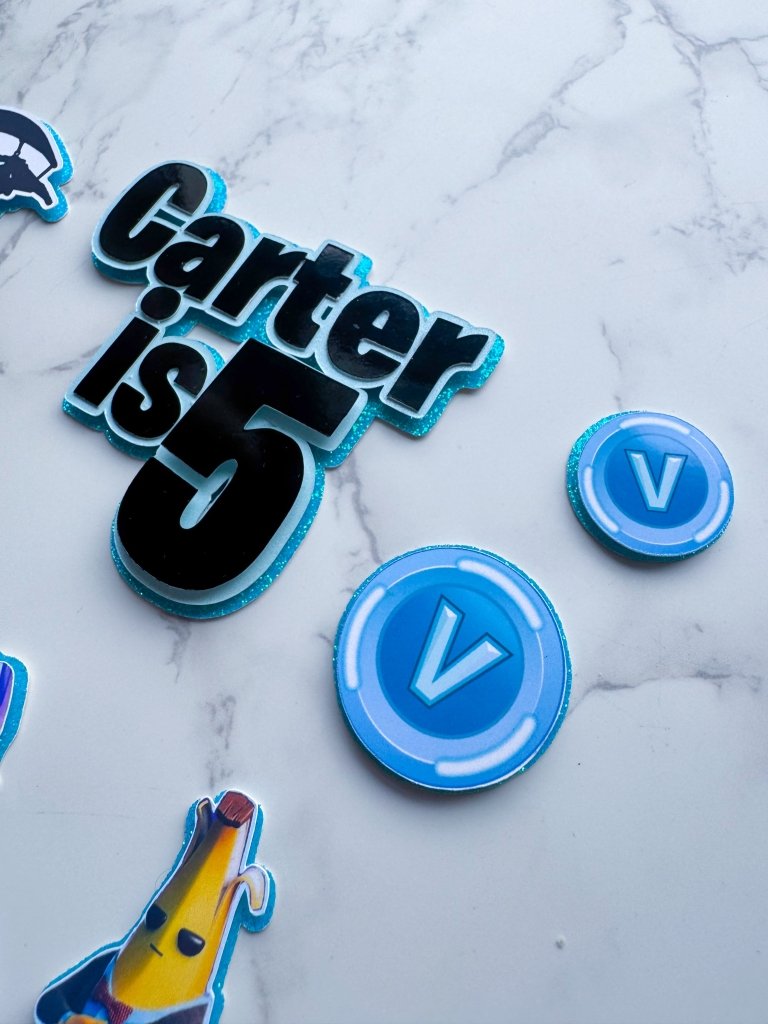 Personalised Fortnite Birthday Cake Charms: Gamer Cake Charms - Demi's Krafts