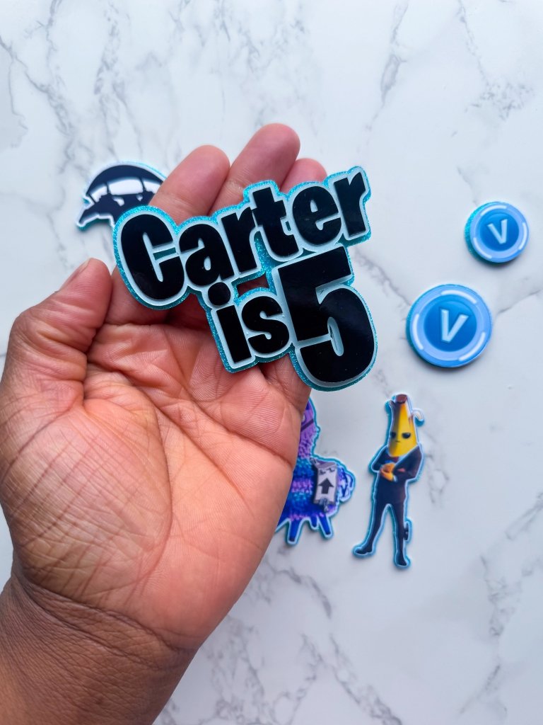 Personalised Fortnite Birthday Cake Charms: Gamer Cake Charms - Demi's Krafts
