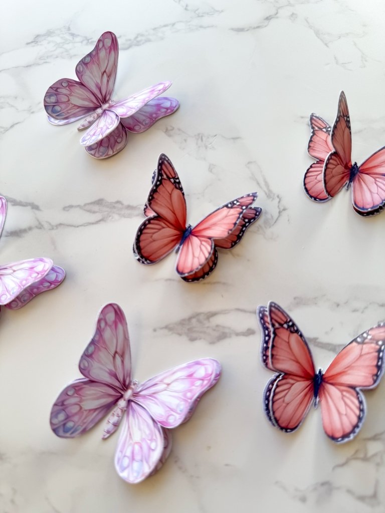 3D brown butterfly cake toppers cupcake topper charms - Demi's Krafts